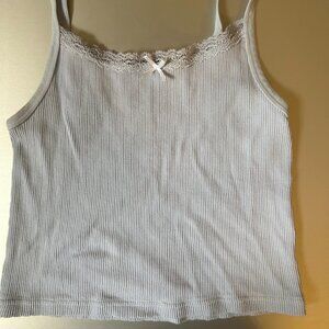 brandy melville light blue tank with lace and bow detailing